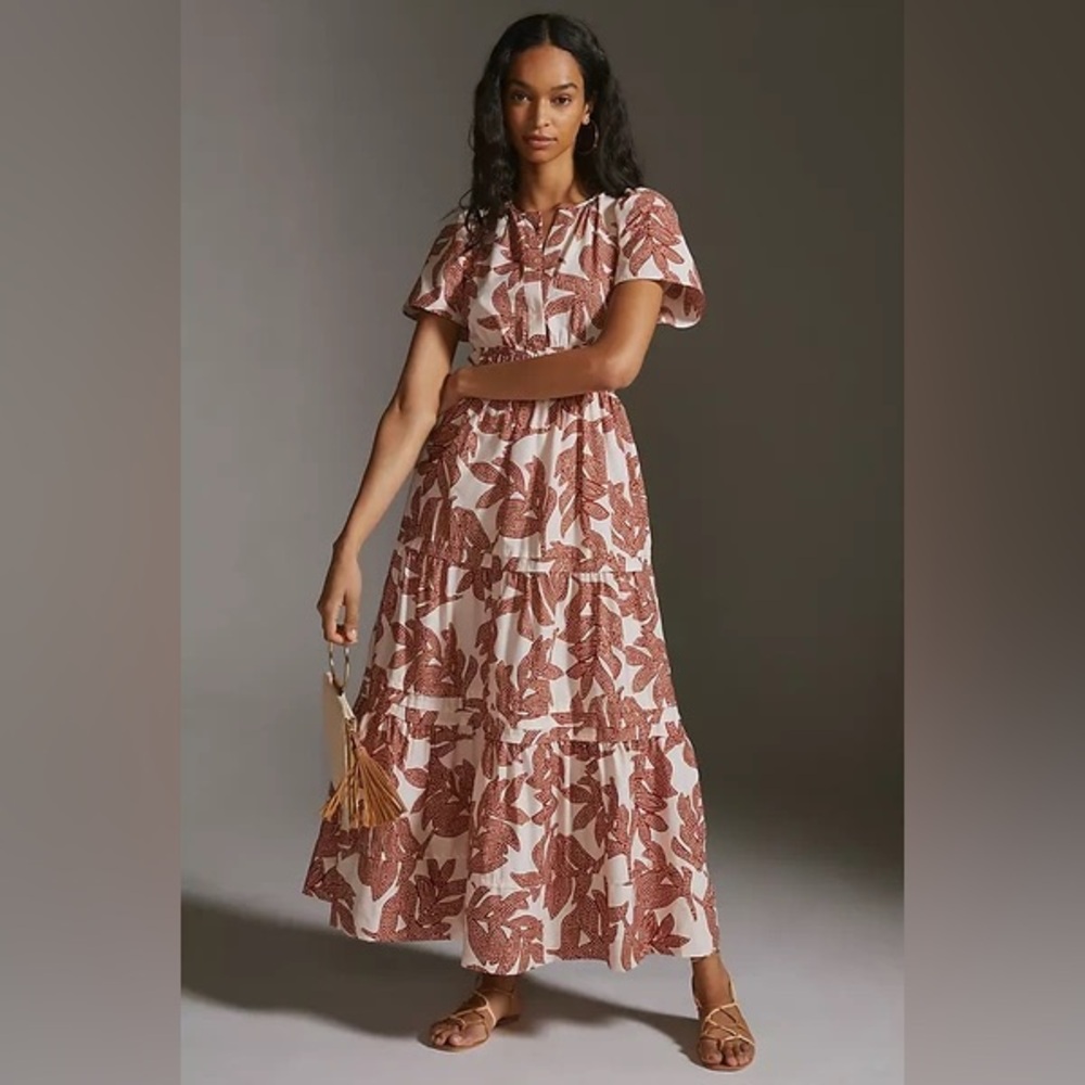 Anthropologie Somerset Maxi Dress / Pink and Rust Floral